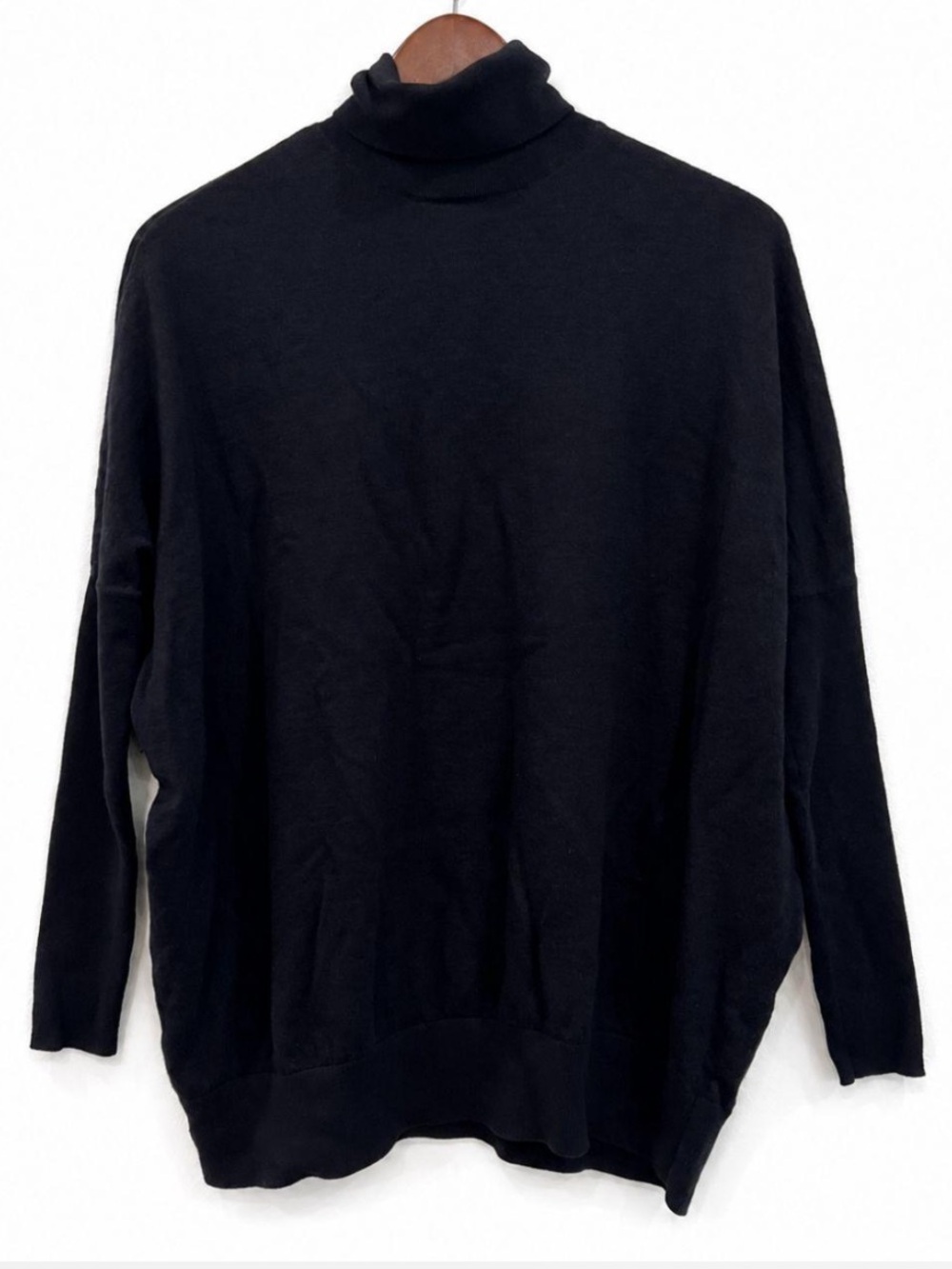 COS Black 100% Wool Oversized/Loose/Baggy Drop Shoulder Turtleneck Sweater Small